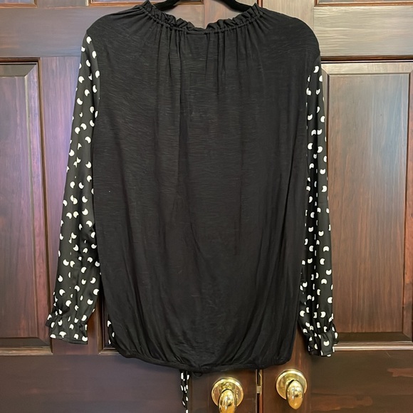 Anthropology, Dolan, black, long, sleeved blouse with white moons, medium - Picture 8 of 16